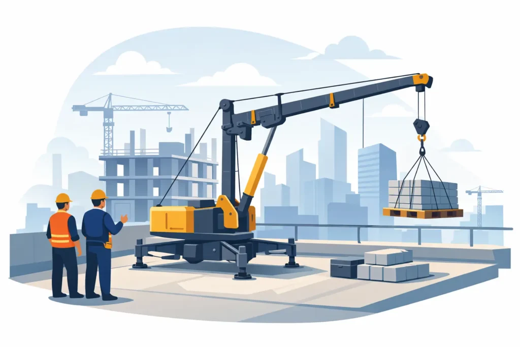 Aluguel de mini grua para construção na obra